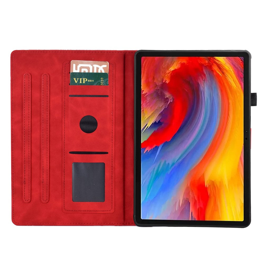 For Lenovo Xiaoxin Pad 11 2025 Leather Case Tree Pattern Card Slots Stand Cover - Red