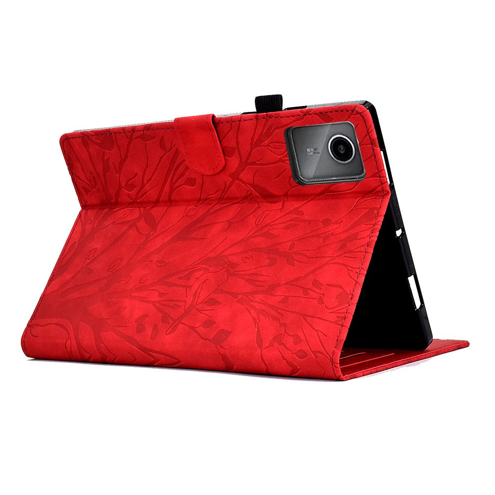 For Lenovo Xiaoxin Pad 11 2025 Leather Case Tree Pattern Card Slots Stand Cover - Red