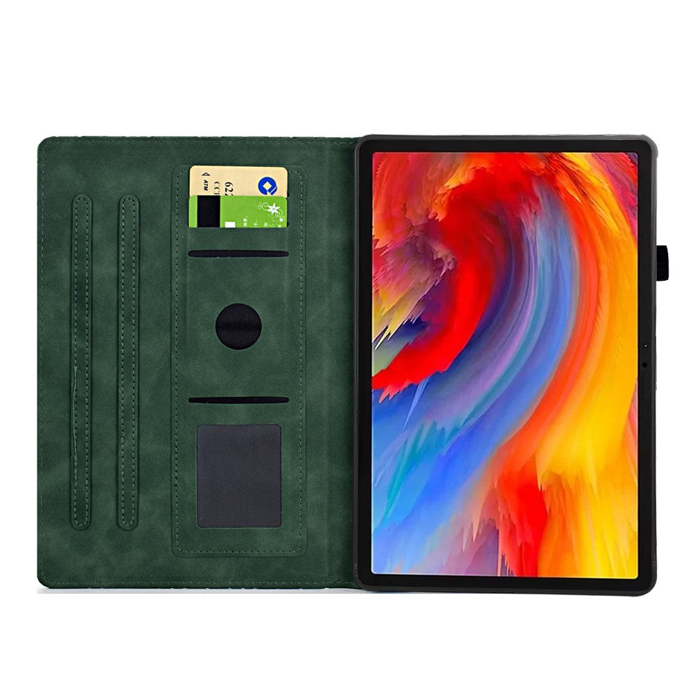 For Lenovo Xiaoxin Pad 11 2025 Case Card Slots Stand Rhombus Auto Wake / Sleep Leather Cover - Green