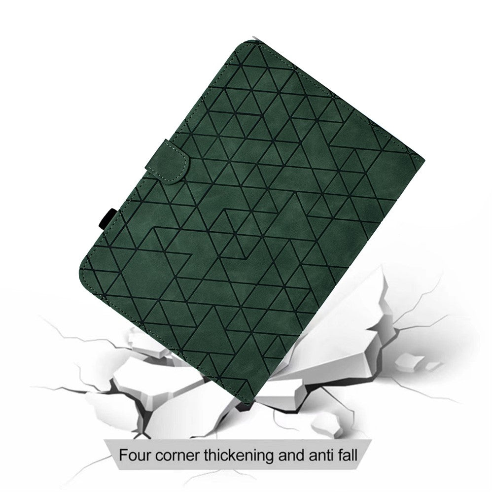 For Lenovo Xiaoxin Pad 11 2025 Case Card Slots Stand Rhombus Auto Wake / Sleep Leather Cover - Green