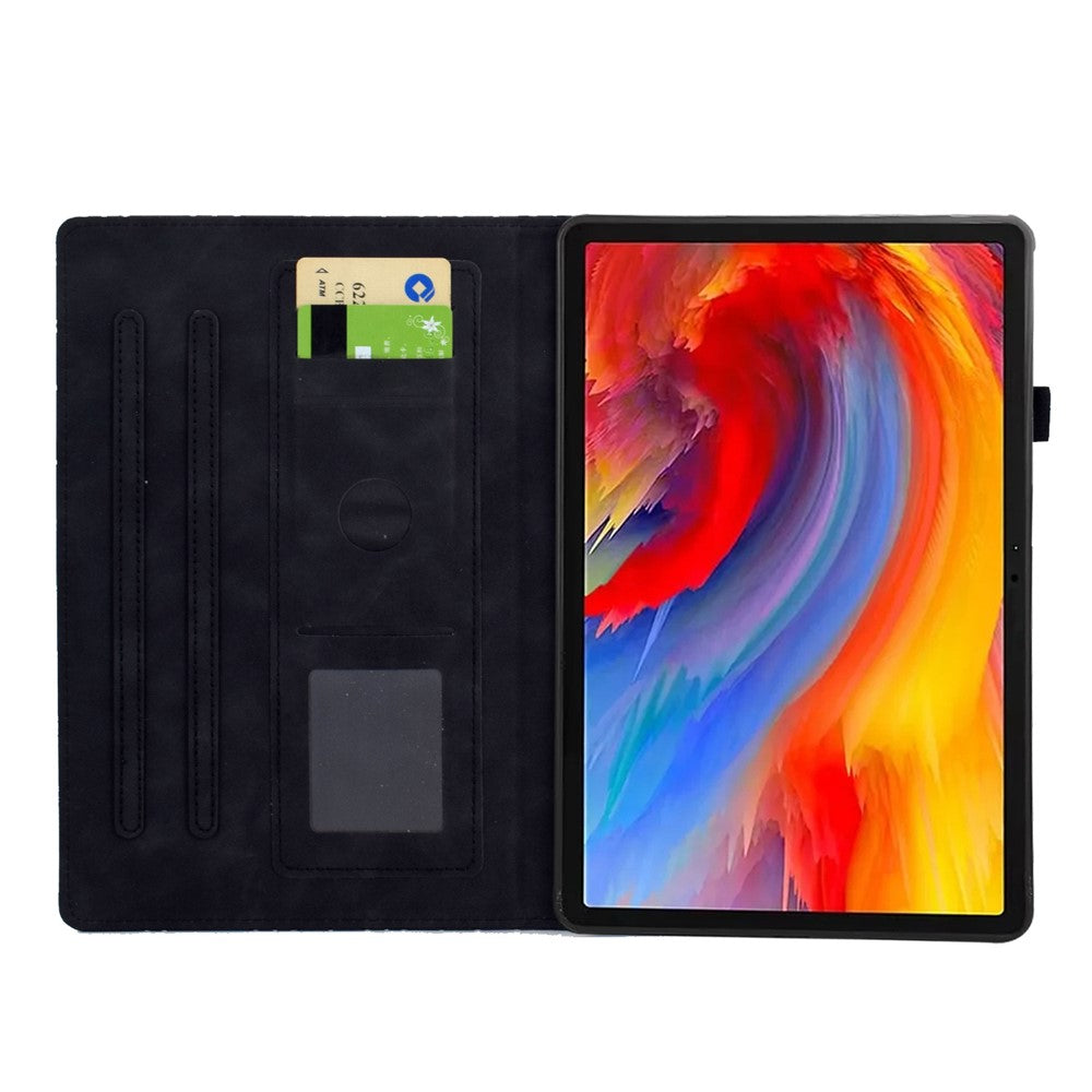 For Lenovo Xiaoxin Pad 11 2025 Case Card Slots Stand Rhombus Auto Wake / Sleep Leather Cover - Black