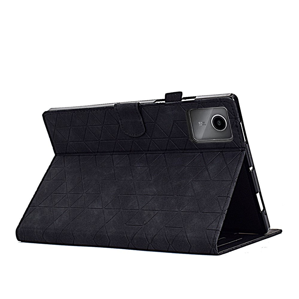 For Lenovo Xiaoxin Pad 11 2025 Case Card Slots Stand Rhombus Auto Wake / Sleep Leather Cover - Black