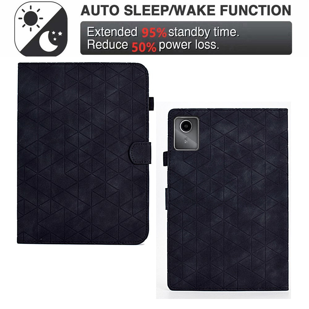 For Lenovo Xiaoxin Pad 11 2025 Case Card Slots Stand Rhombus Auto Wake / Sleep Leather Cover - Black