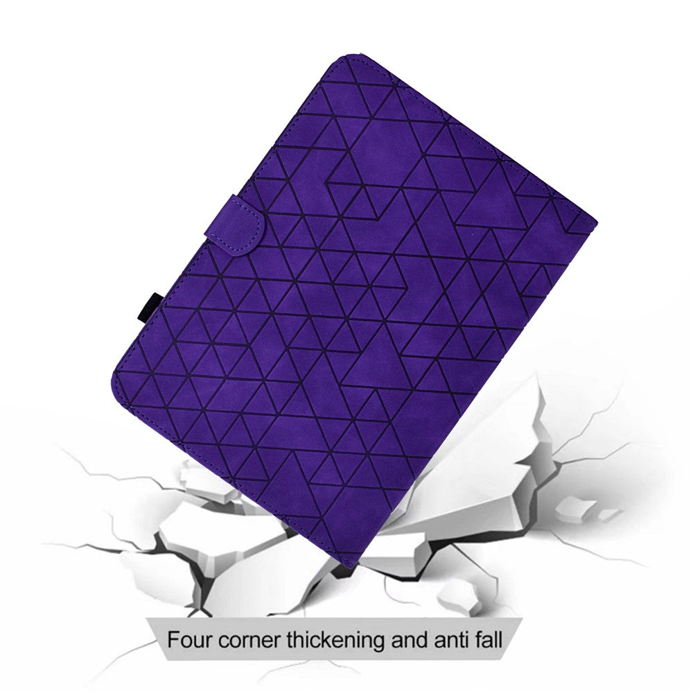 For Lenovo Xiaoxin Pad 11 2025 Case Card Slots Stand Rhombus Auto Wake / Sleep Leather Cover - Purple