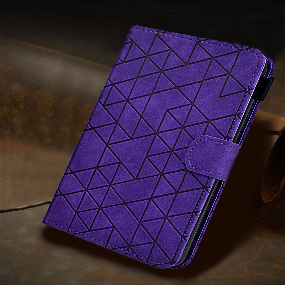 For Lenovo Xiaoxin Pad 11 2025 Case Card Slots Stand Rhombus Auto Wake / Sleep Leather Cover - Purple