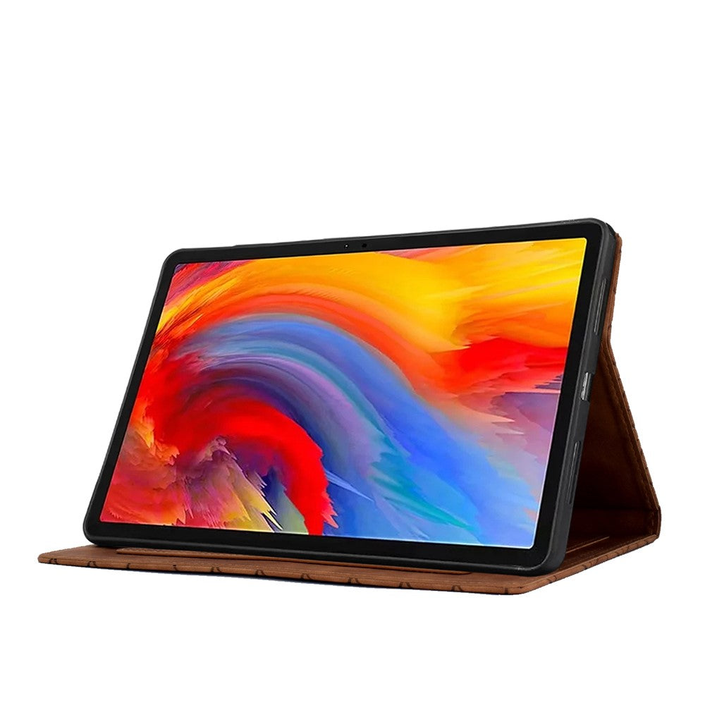 For Lenovo Xiaoxin Pad 11 2025 Case Card Slots Stand Rhombus Auto Wake / Sleep Leather Cover - Brown