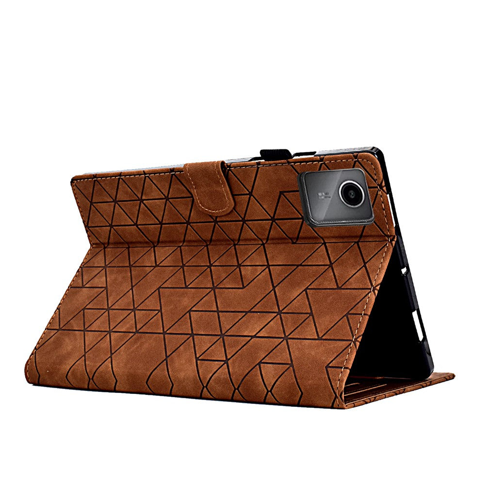 For Lenovo Xiaoxin Pad 11 2025 Case Card Slots Stand Rhombus Auto Wake / Sleep Leather Cover - Brown