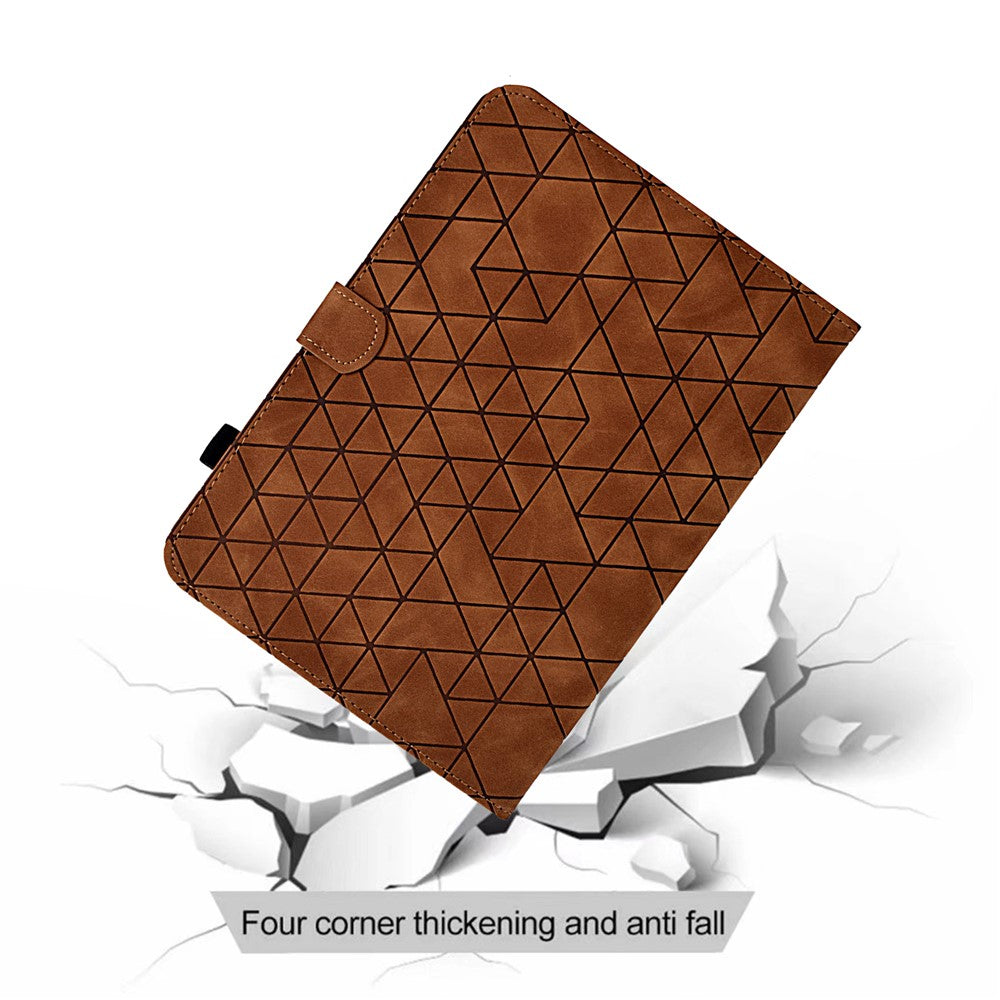 For Lenovo Xiaoxin Pad 11 2025 Case Card Slots Stand Rhombus Auto Wake / Sleep Leather Cover - Brown