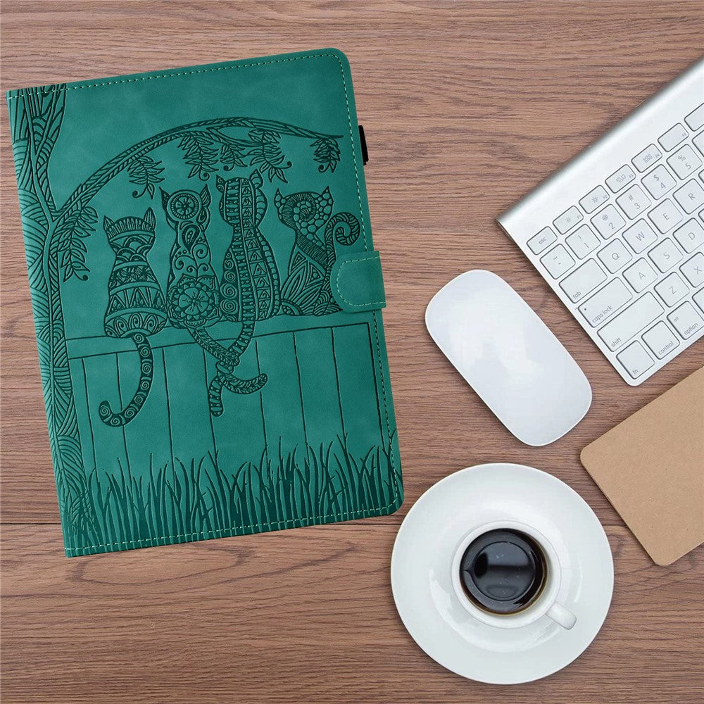 For Lenovo Xiaoxin Pad 11 2025 Case Cats Imprinted PU Leather Card Slots Tablet Cover - Baby Blue