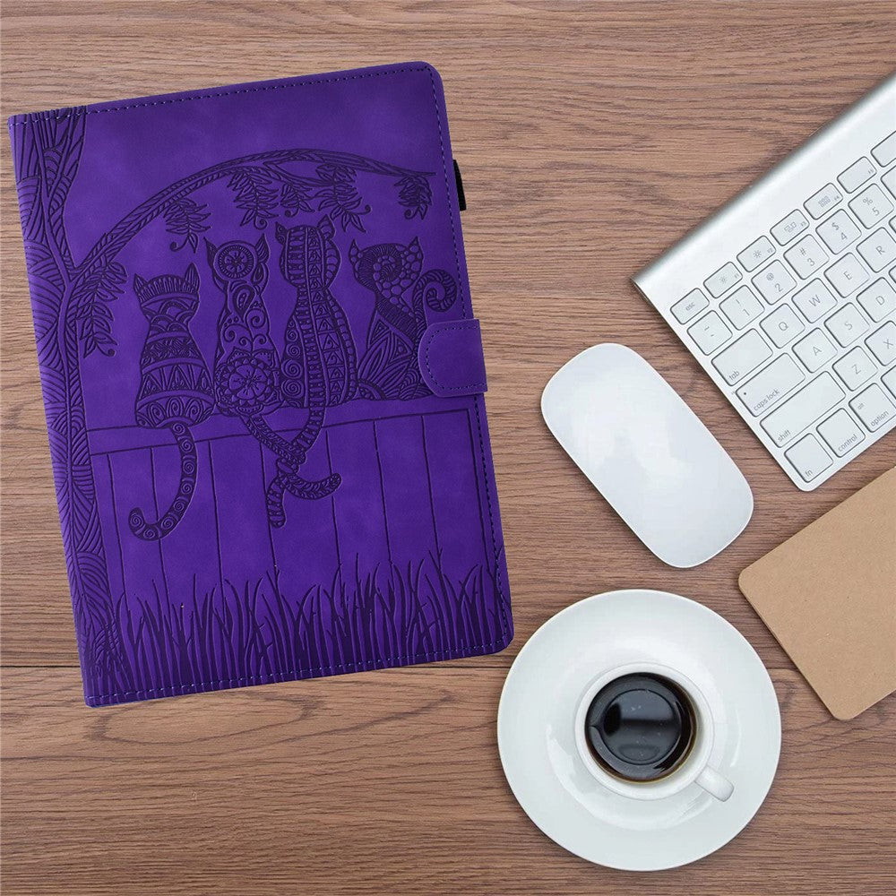 For Lenovo Xiaoxin Pad 11 2025 Case Cats Imprinted PU Leather Card Slots Tablet Cover - Purple