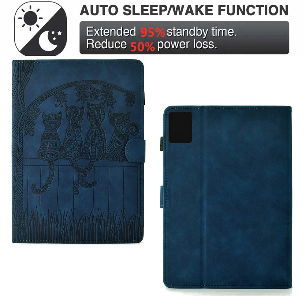 For Lenovo Xiaoxin Pad 11 2025 Case Cats Imprinted PU Leather Card Slots Tablet Cover - Dark Blue