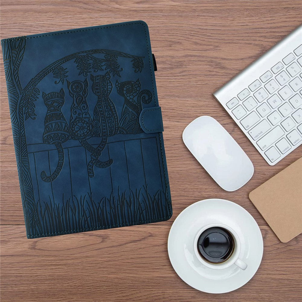 For Lenovo Xiaoxin Pad 11 2025 Case Cats Imprinted PU Leather Card Slots Tablet Cover - Dark Blue