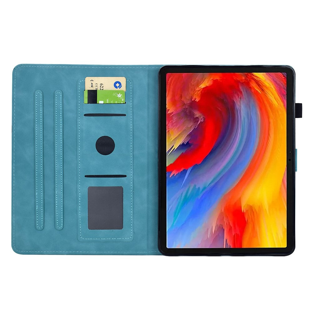 For Lenovo Xiaoxin Pad 11 2025 Case Flower Bird Imprinted Card Holder Leather Tablet Cover - Baby Blue