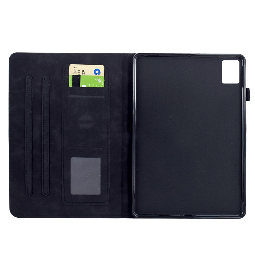 For Lenovo Xiaoxin Pad 11 2025 Case Mandala Imprinted Leather Tablet Cover with Card Slots - Black