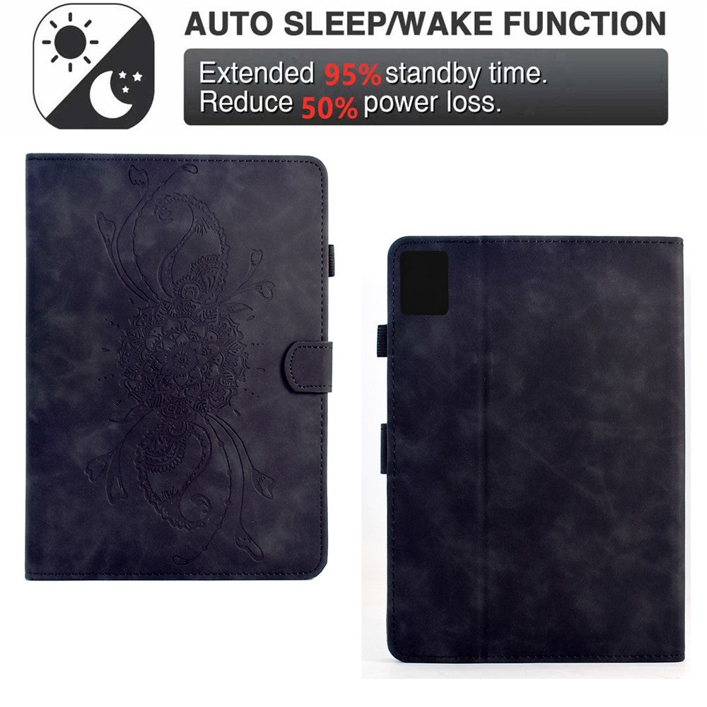 For Lenovo Xiaoxin Pad 11 2025 Case Mandala Imprinted Leather Tablet Cover with Card Slots - Black