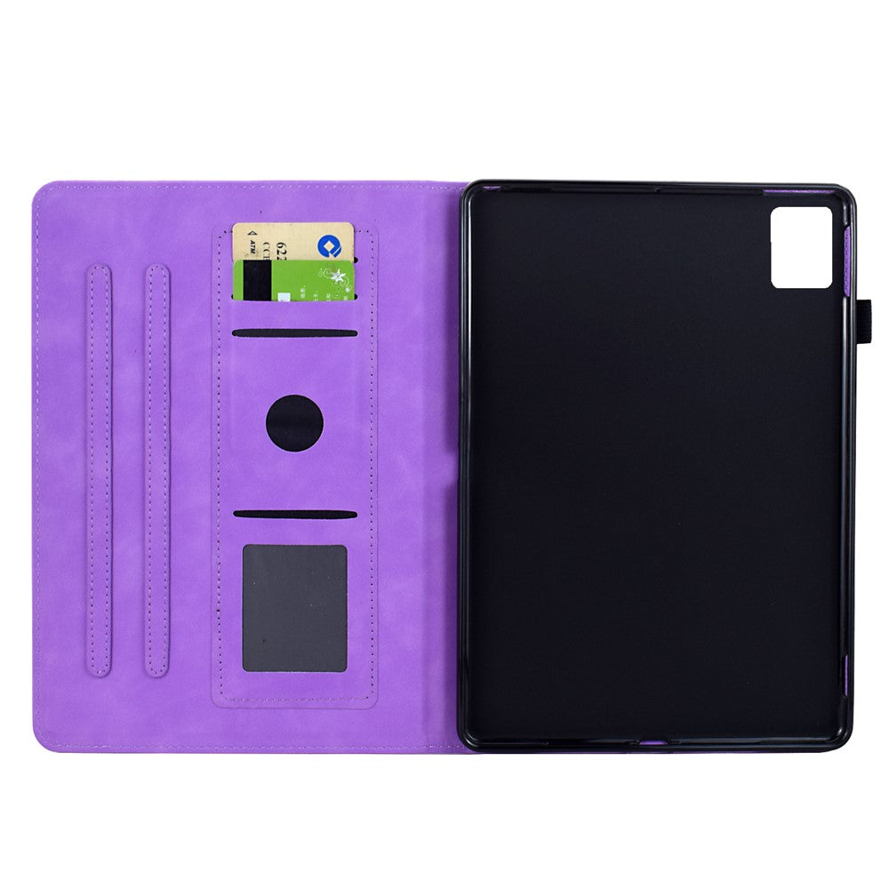 For Lenovo Xiaoxin Pad 11 2025 Case Mandala Imprinted Leather Tablet Cover with Card Slots - Purple
