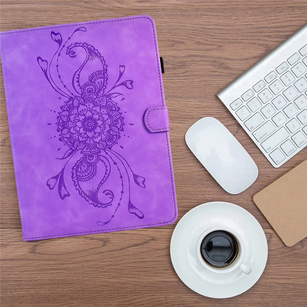 For Lenovo Xiaoxin Pad 11 2025 Case Mandala Imprinted Leather Tablet Cover with Card Slots - Purple
