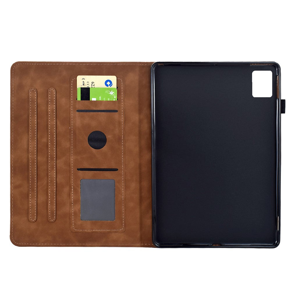 For Lenovo Xiaoxin Pad 11 2025 Case Mandala Imprinted Leather Tablet Cover with Card Slots - Brown