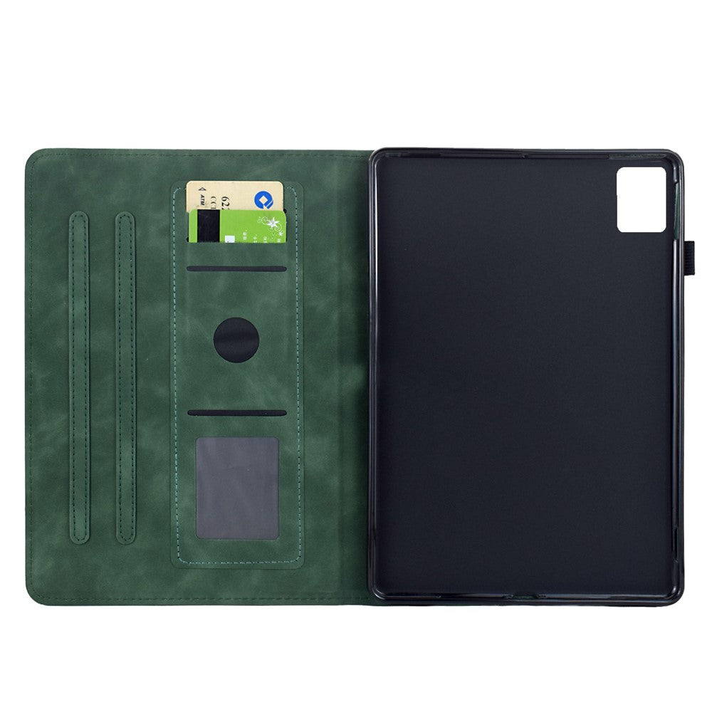 For Lenovo Xiaoxin Pad 11 2025 Case Mandala Imprinted Leather Tablet Cover with Card Slots - Green