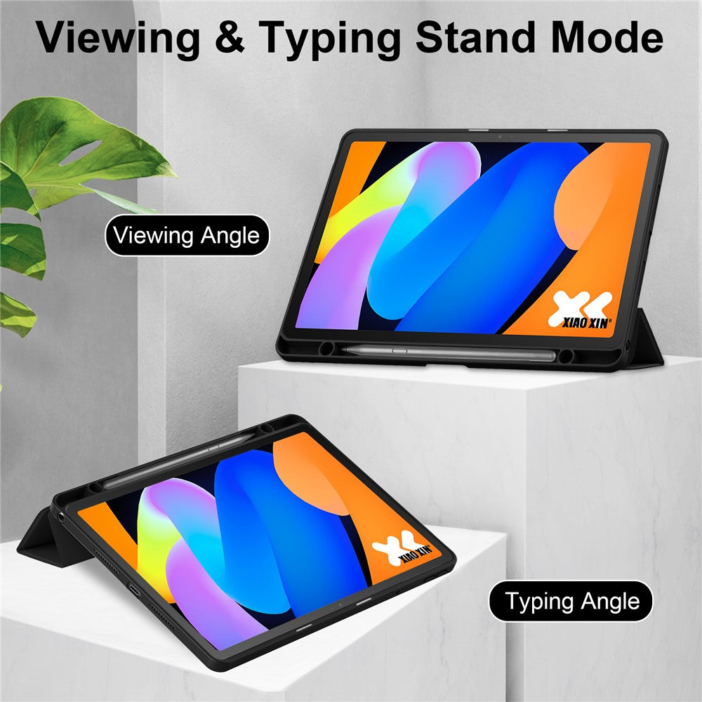 For Lenovo Xiaoxin Pad 11 2025  /  Idea Tab (TB336ZU  /  TB336FU) Case Clear Acrylic Leather Tablet Cover Support Auto Sleep  /  Wake - Black