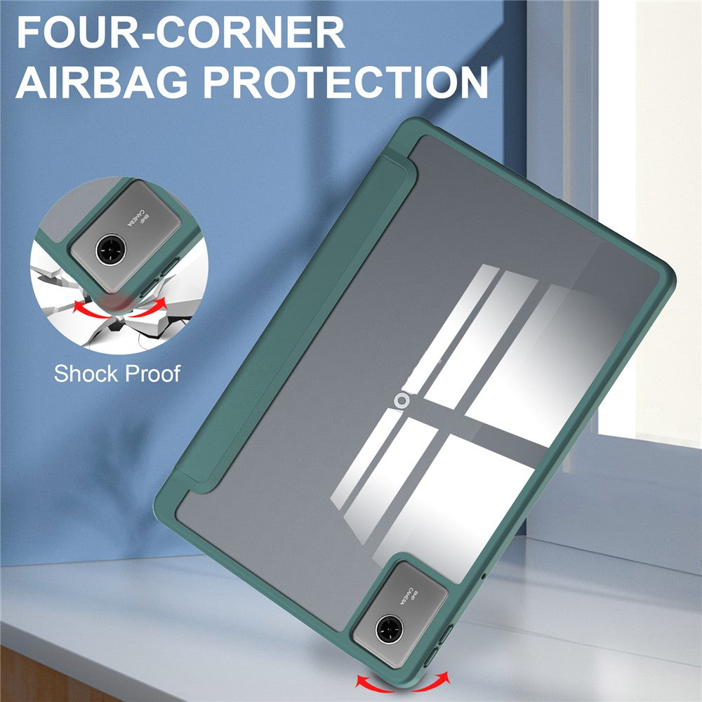 For Lenovo Xiaoxin Pad 11 2025  /  Idea Tab (TB336ZU  /  TB336FU) Case Clear Acrylic Leather Tablet Cover Support Auto Sleep  /  Wake - Green