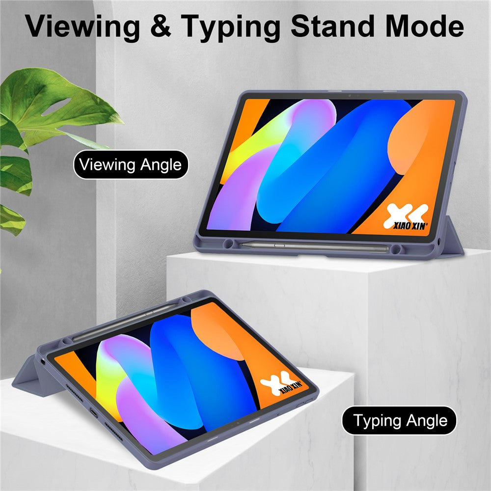 For Lenovo Xiaoxin Pad 11 2025  /  Idea Tab (TB336ZU  /  TB336FU) Case Clear Acrylic Leather Tablet Cover Support Auto Sleep  /  Wake - Purple