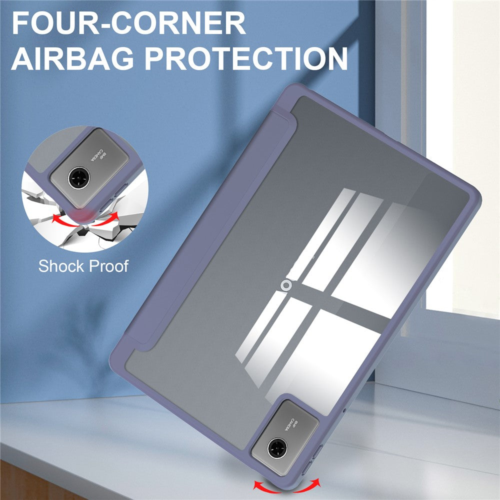 For Lenovo Xiaoxin Pad 11 2025  /  Idea Tab (TB336ZU  /  TB336FU) Case Clear Acrylic Leather Tablet Cover Support Auto Sleep  /  Wake - Purple