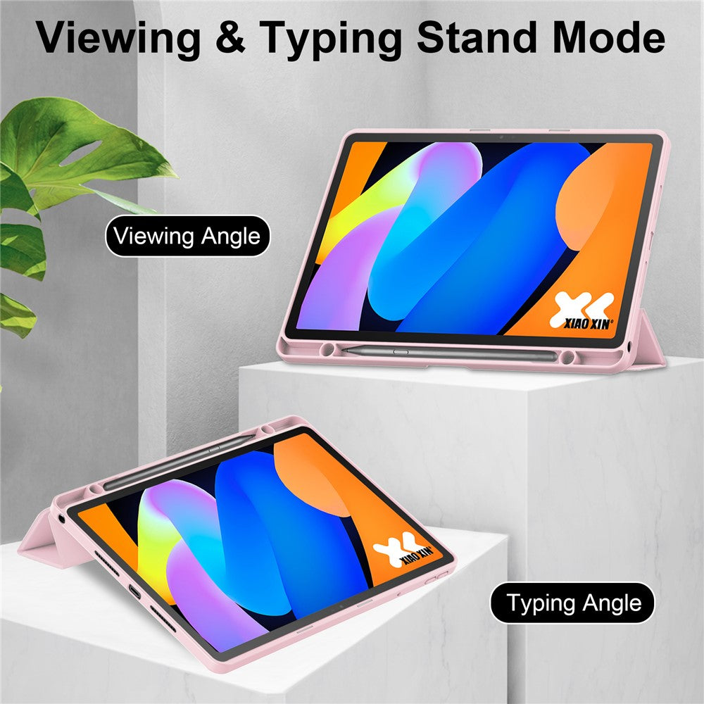 For Lenovo Xiaoxin Pad 11 2025  /  Idea Tab (TB336ZU  /  TB336FU) Case Clear Acrylic Leather Tablet Cover Support Auto Sleep  /  Wake - Pink