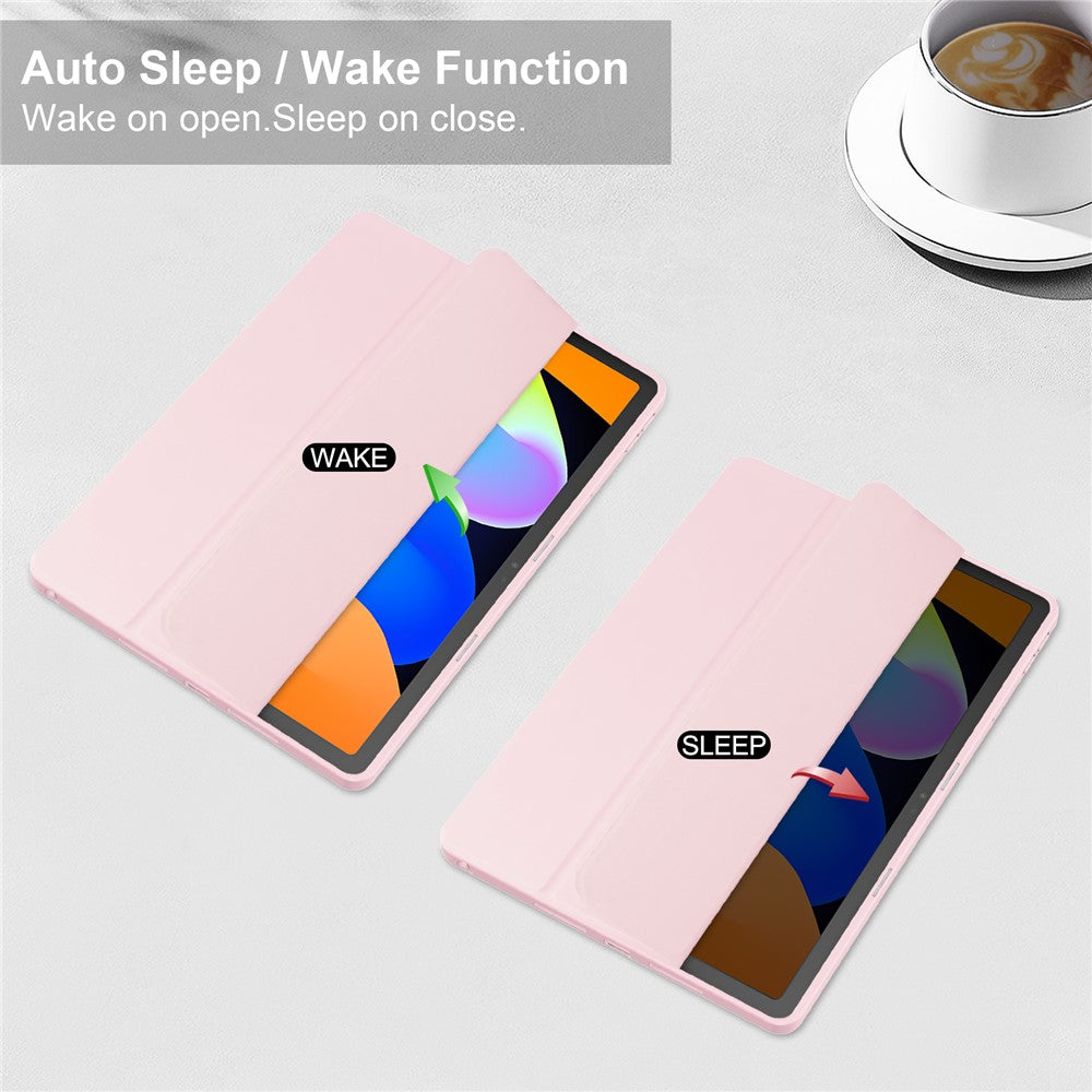 For Lenovo Xiaoxin Pad 11 2025  /  Idea Tab (TB336ZU  /  TB336FU) Case Clear Acrylic Leather Tablet Cover Support Auto Sleep  /  Wake - Pink
