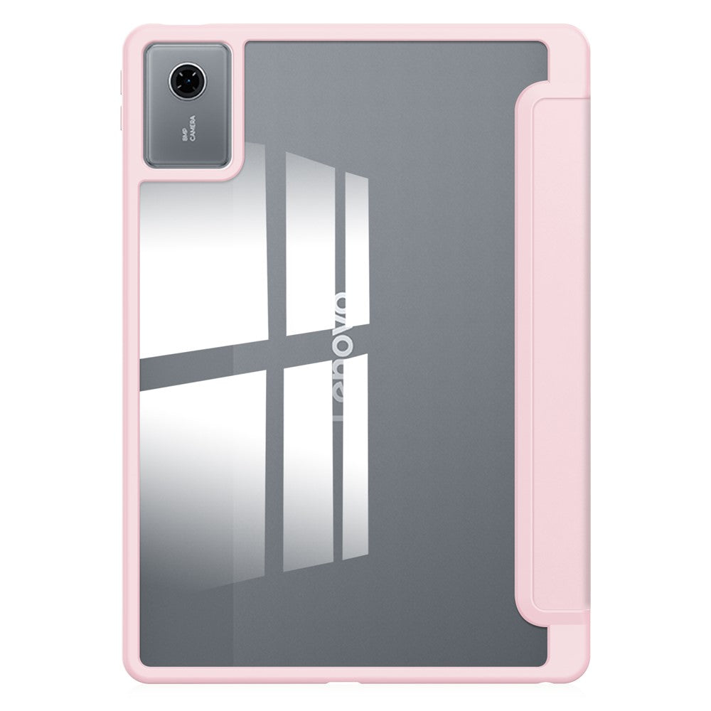 For Lenovo Xiaoxin Pad 11 2025  /  Idea Tab (TB336ZU  /  TB336FU) Case Clear Acrylic Leather Tablet Cover Support Auto Sleep  /  Wake - Pink