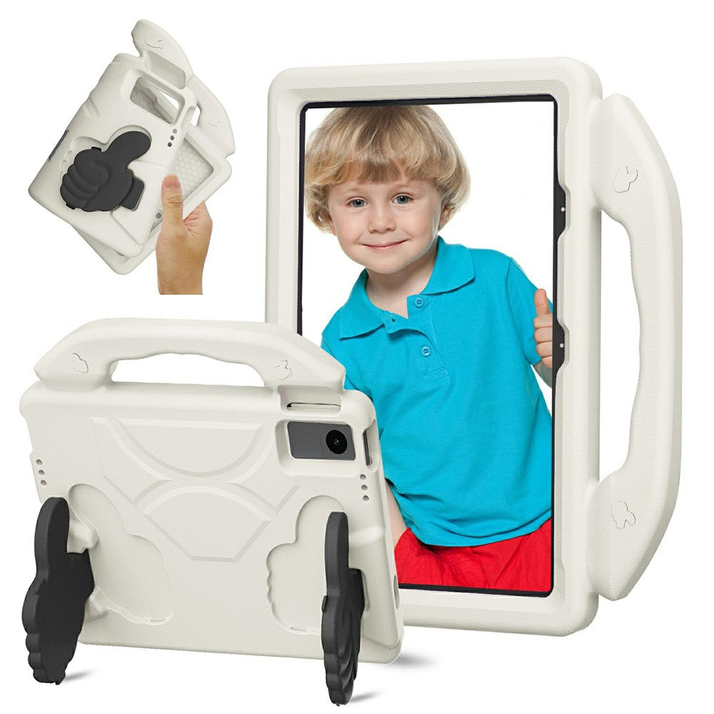 Ultra-Soft EVA Case For Lenovo Tab M10 Plus (3rd Gen) / Tab M10 5G / K10 Pro / Xiaomi Redmi Pad Thumb Kickstand Tablet Cover - White