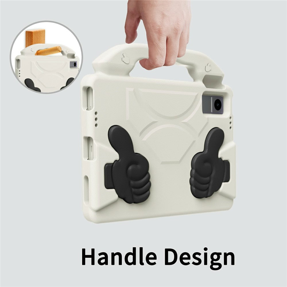 Ultra-Soft EVA Case For Lenovo Tab M10 Plus (3rd Gen) / Tab M10 5G / K10 Pro / Xiaomi Redmi Pad Thumb Kickstand Tablet Cover - White