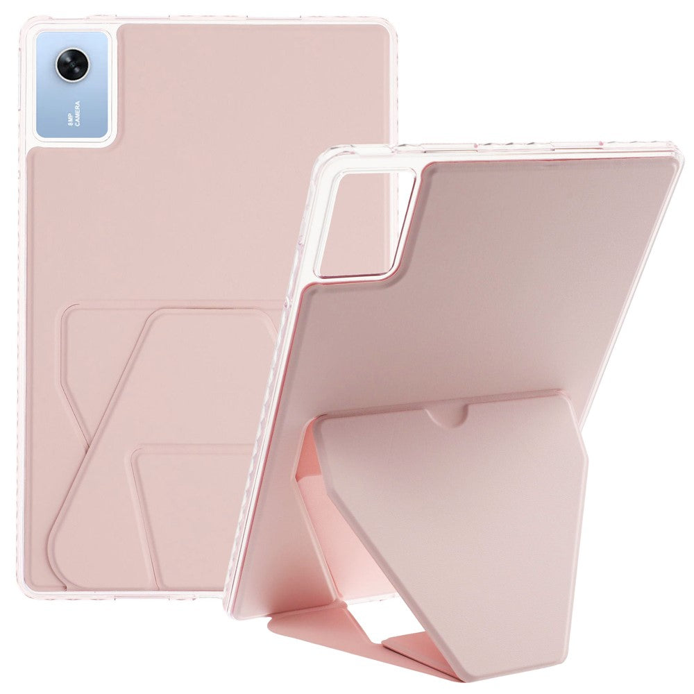 For Lenovo Xiaoxin Pad 11 2025  /  Idea Tab (TB336ZU  /  TB336FU) Case TPU PU Leather Kickstand Tablet Cover - Pink
