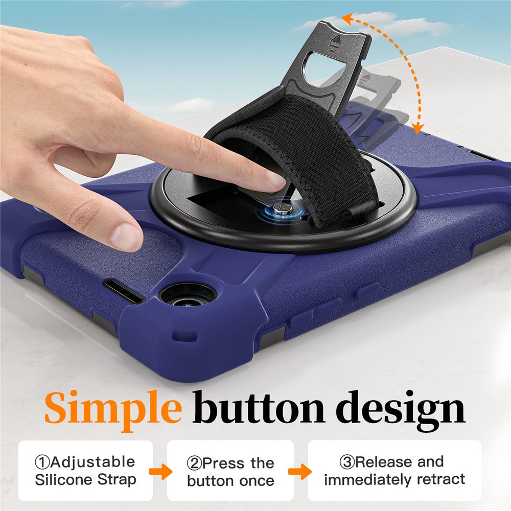 For Lenovo Tab K9 / Tab One Case TPU + PC + Silicone Kickstand Anti Drop Tablet Cover - Navy Blue