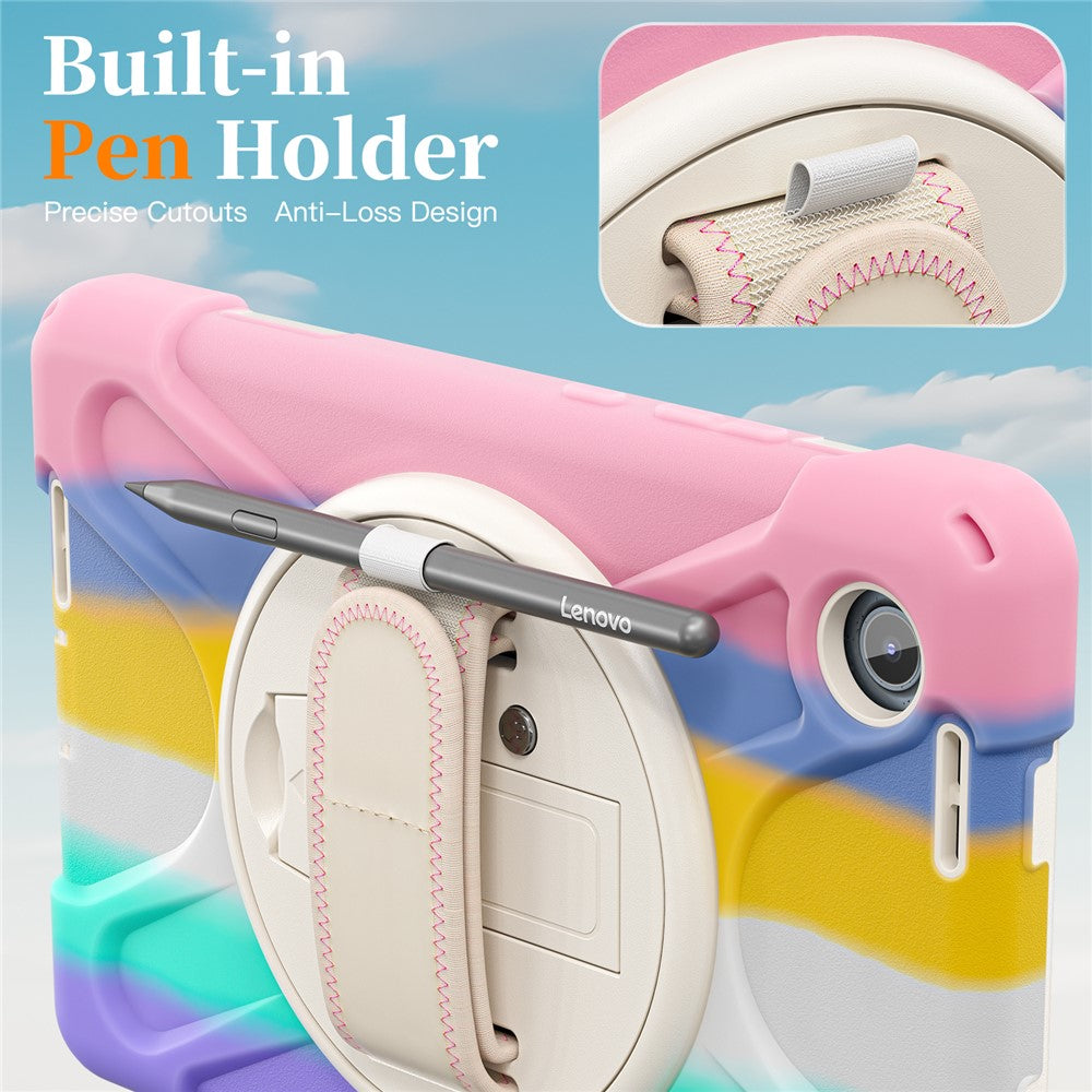 For Lenovo Tab K9 / Tab One Case TPU + PC + Silicone Kickstand Anti Drop Tablet Cover - Colorful Pink