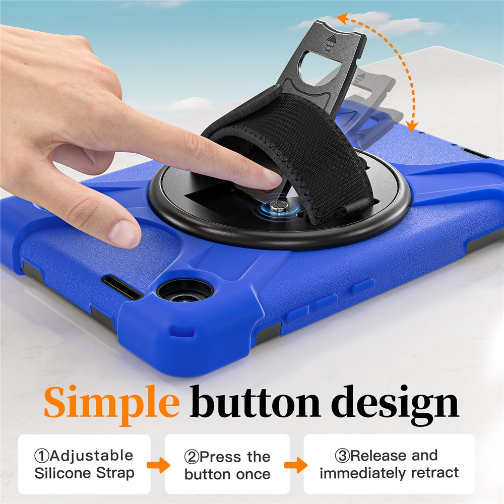 For Lenovo Tab K9 / Tab One Kickstand Case TPU PC Silicone Tablet Cover with Shoulder Strap - Blue