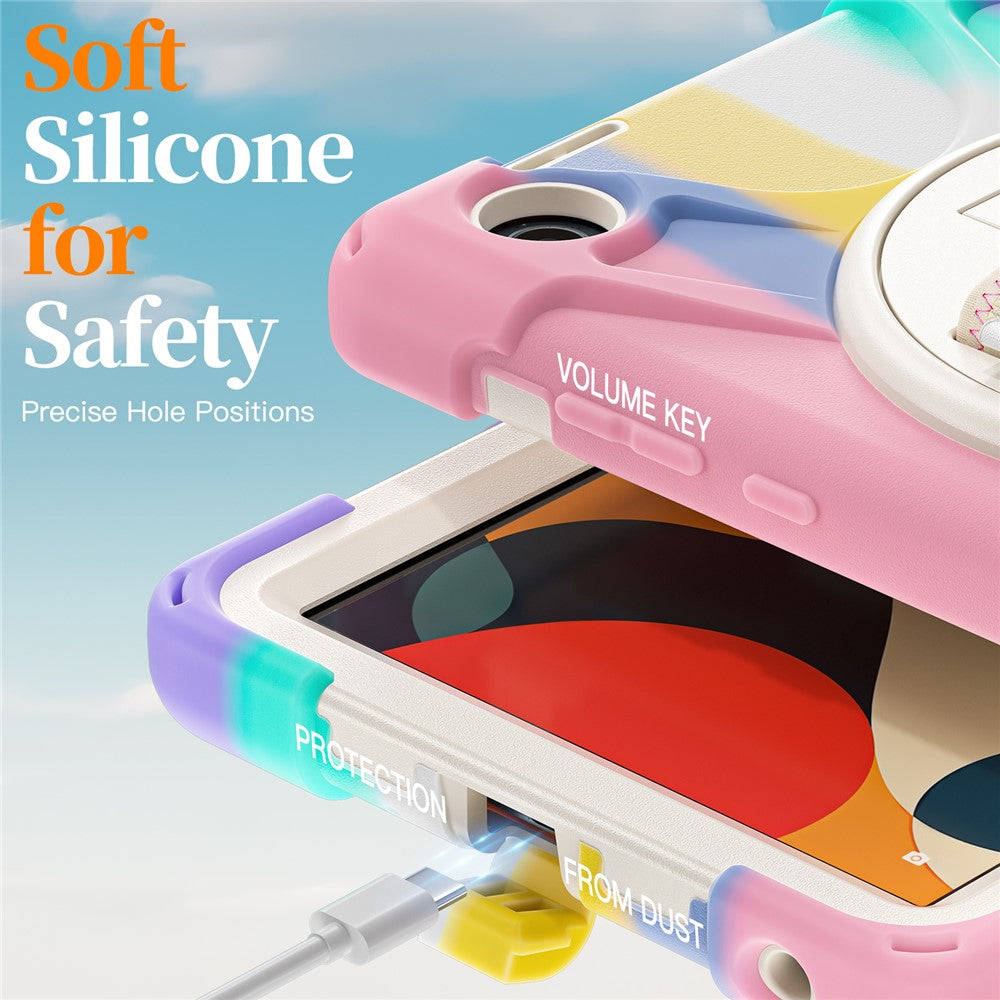 For Lenovo Tab K9 / Tab One Kickstand Case TPU PC Silicone Tablet Cover with Shoulder Strap - Colorful Pink