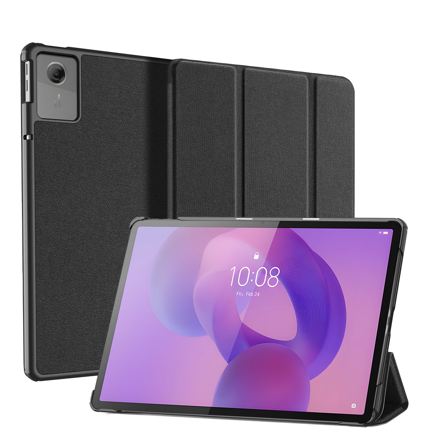 For Lenovo Tab K11 Gen 2 / Lenovo Idea Tab Case DUX DUCIS Domo Series Tri-fold Stand PU Leather Protective Tablet Cover - Black