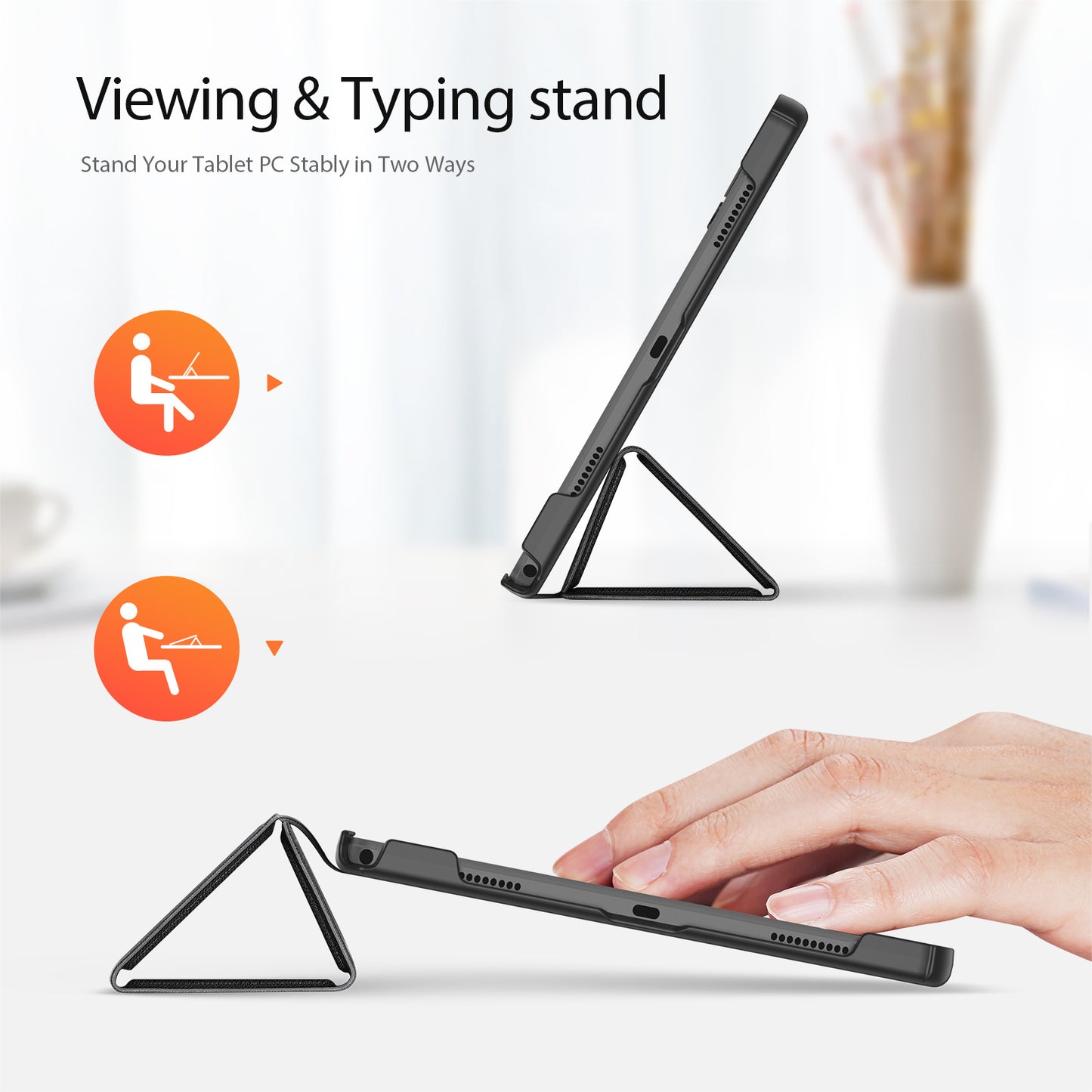 For Lenovo Tab K11 Gen 2 / Lenovo Idea Tab Case DUX DUCIS Domo Series Tri-fold Stand PU Leather Protective Tablet Cover - Black