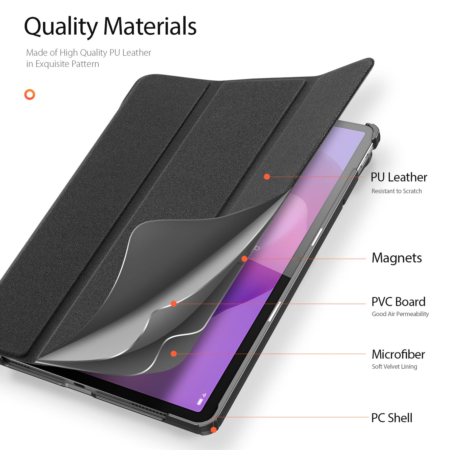 For Lenovo Tab K11 Gen 2 / Lenovo Idea Tab Case DUX DUCIS Domo Series Tri-fold Stand PU Leather Protective Tablet Cover - Black