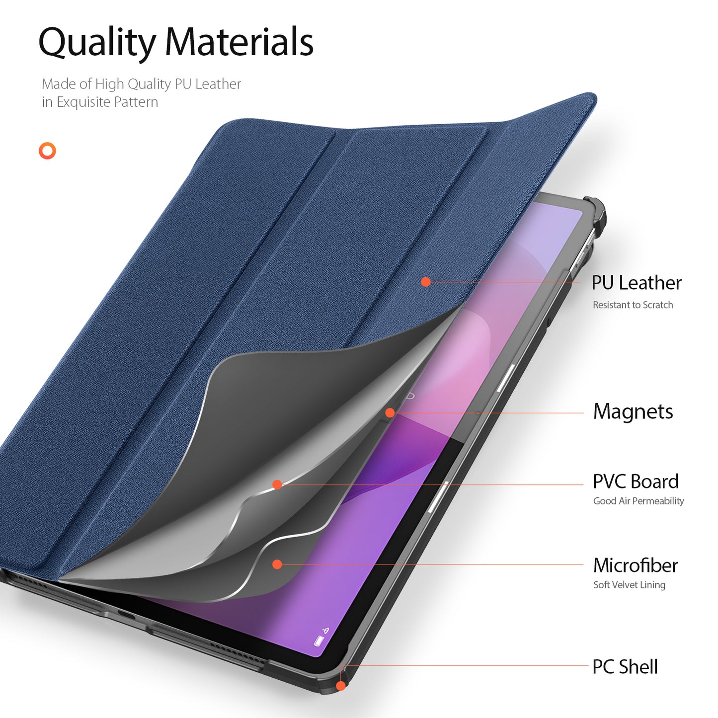 For Lenovo Tab K11 Gen 2 / Lenovo Idea Tab Case DUX DUCIS Domo Series Tri-fold Stand PU Leather Protective Tablet Cover - Blue