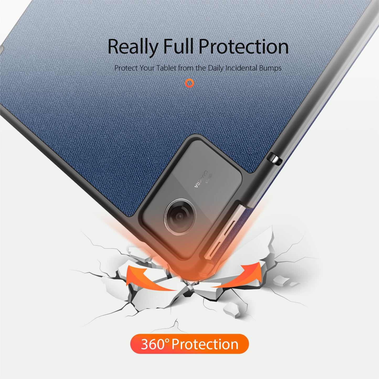For Lenovo Tab K11 Gen 2 / Lenovo Idea Tab Case DUX DUCIS Domo Series Tri-fold Stand PU Leather Protective Tablet Cover - Blue
