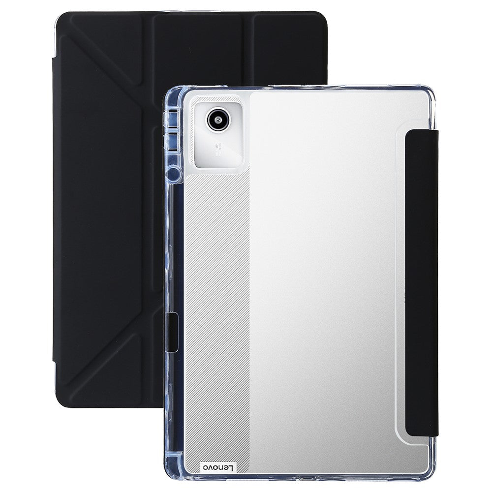 For Lenovo Xiaoxin Pad 11 2025 / Idea Tab (TB336ZU / TB336FU) Case PU Leather Origami Stand Clear Tablet Cover - Black