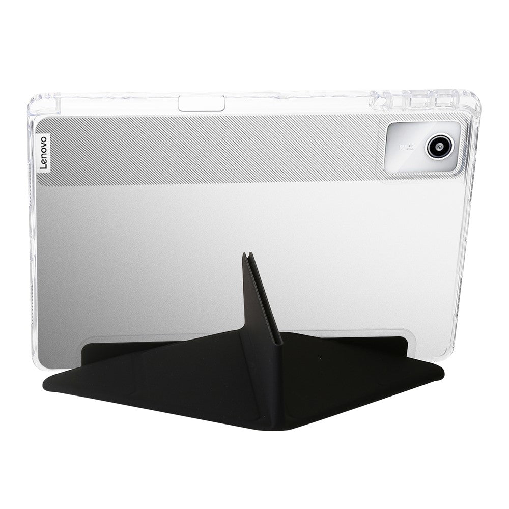 For Lenovo Xiaoxin Pad 11 2025 / Idea Tab (TB336ZU / TB336FU) Case PU Leather Origami Stand Clear Tablet Cover - Black
