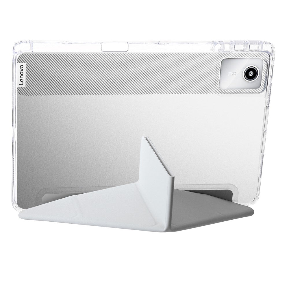 For Lenovo Xiaoxin Pad 11 2025 / Idea Tab (TB336ZU / TB336FU) Case PU Leather Origami Stand Clear Tablet Cover - Grey