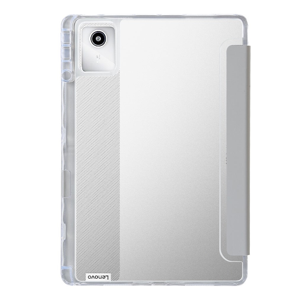 For Lenovo Xiaoxin Pad 11 2025 / Idea Tab (TB336ZU / TB336FU) Case PU Leather Origami Stand Clear Tablet Cover - Grey