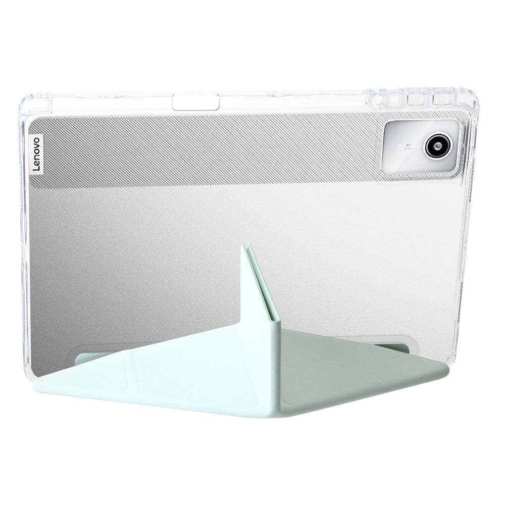 For Lenovo Xiaoxin Pad 11 2025 / Idea Tab (TB336ZU / TB336FU) Case PU Leather Origami Stand Clear Tablet Cover - Light Green