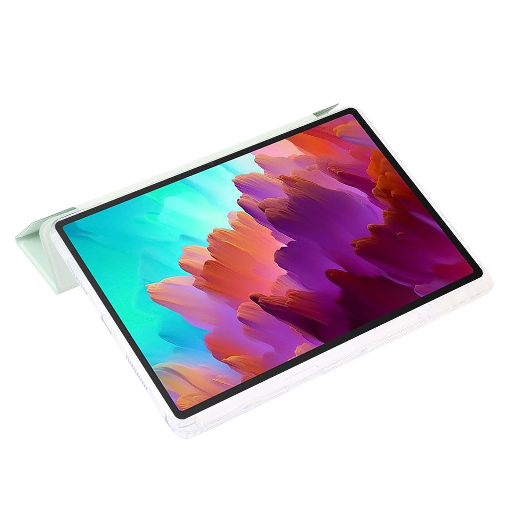 For Lenovo Xiaoxin Pad 11 2025 / Idea Tab (TB336ZU / TB336FU) Case PU Leather Origami Stand Clear Tablet Cover - Light Green