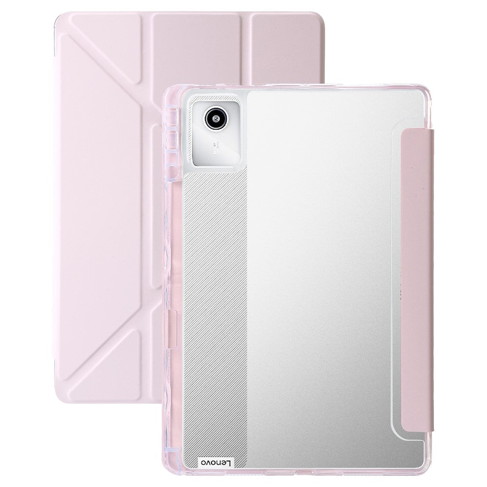For Lenovo Xiaoxin Pad 11 2025 / Idea Tab (TB336ZU / TB336FU) Case PU Leather Origami Stand Clear Tablet Cover - Pink