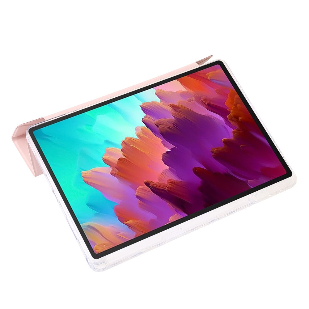 For Lenovo Xiaoxin Pad 11 2025 / Idea Tab (TB336ZU / TB336FU) Case PU Leather Origami Stand Clear Tablet Cover - Pink